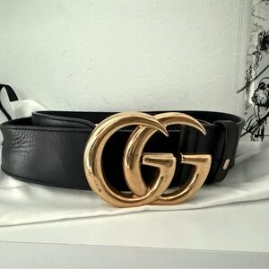 Authentic Gucci GG Marmont Black Leather Belt size 95